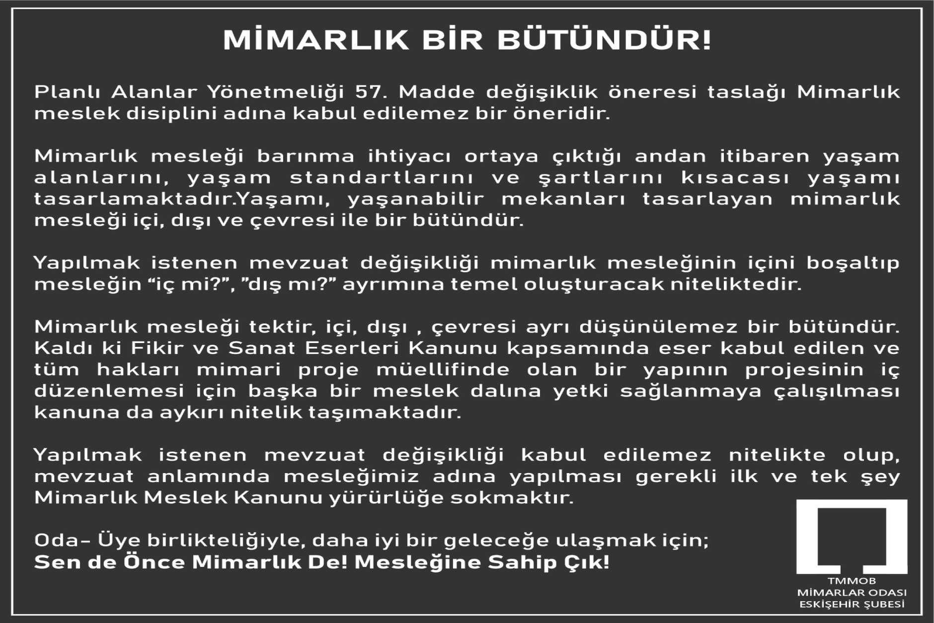 MİMARLIK BİR BÜTÜNDÜR