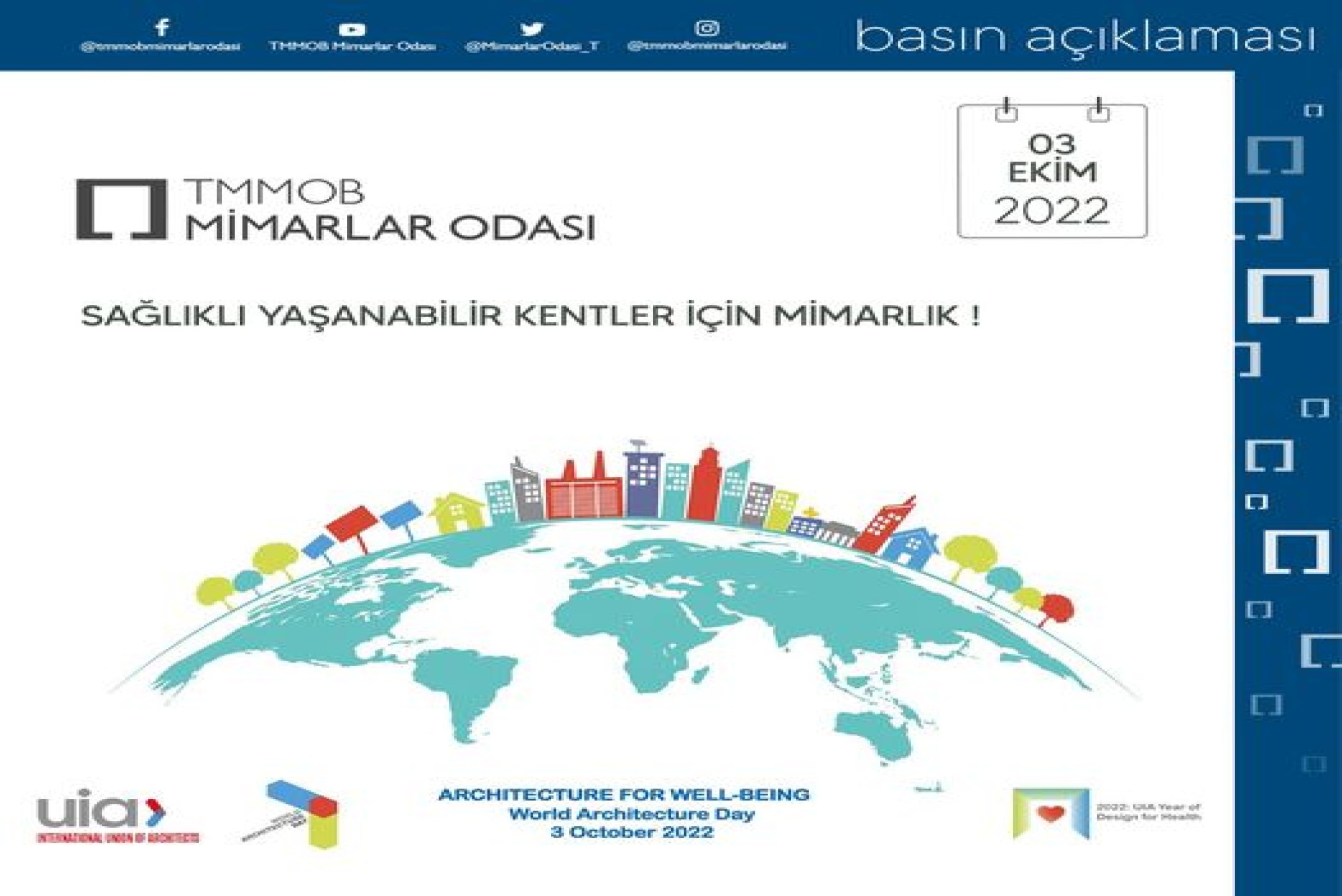 MİMARLAR ODASI DÜNYA MİMARLIK GÜNÜ BASIN BİLDİRİSİ