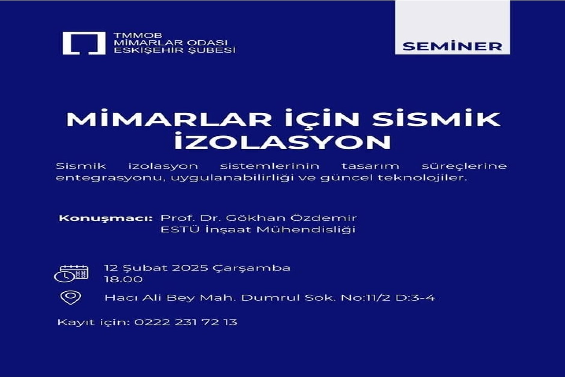 Mimarlar Icin Sismik Izolasyon’ semineri
